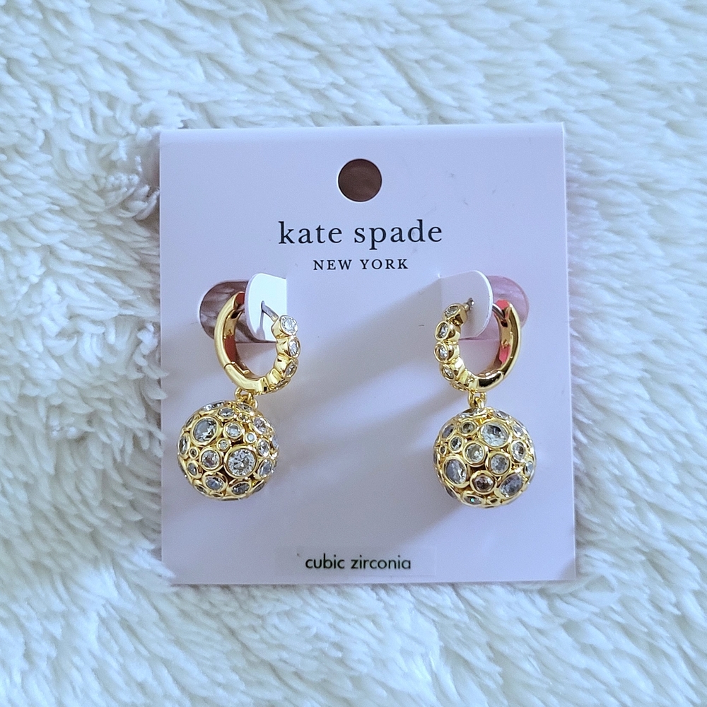 Kate Spade♠️ "On The Dot" Sphere🌎 Huggie🤗 Hoop Earrings - Picture 1 of 16